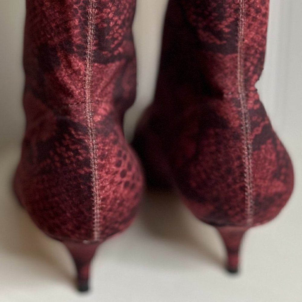 Schutz Red Python snakeskin heel booties Size 7 - image 4